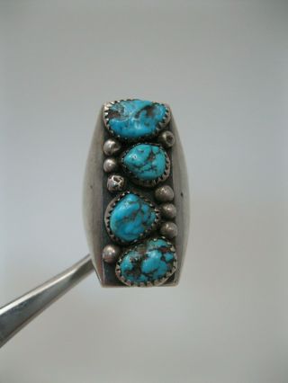 Heavy Vintage Navajo Silver Ring W 4 Turquoise Stones Sz8
