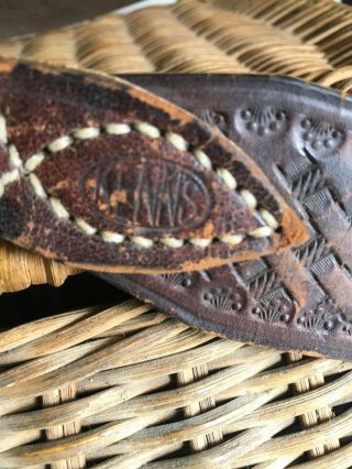 Vintage Fishing Creel Fly Fishing Wicker Basket Leather Tool Strap Signed Kenns 2