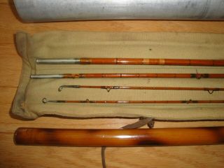 Vintage F.  E.  Thomas Dirigo Trout Bamboo Fly Rod 3 Sections/2 Tips 5