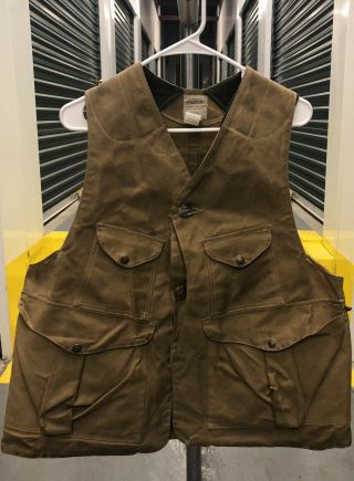 Vintage Filson Oil Tin Cloth Hunting Vest Men’s Style 32 Size L Regular