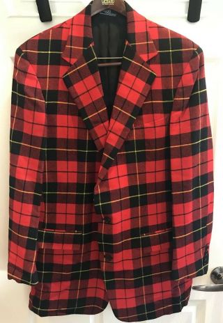 Vintage Rare Polo Ralph Lauren Red Plaid Blazer Jacket Sport Coat