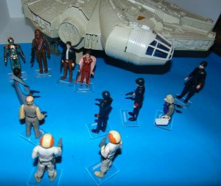 Vintage Star Wars Millennium Falcon W/12 Action Figures,  Palitoy Bespin Han Solo