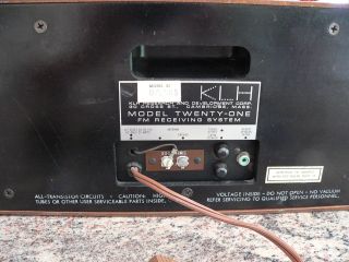 Vintage KLH Model Twenty - One FM Radio, 8