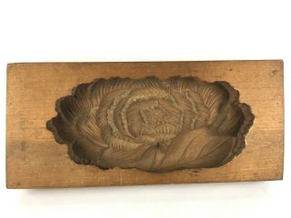 Vintage Japanese Kashigata Cake Mold Hand Carved Wooden Flower - 2 Piece