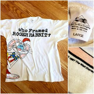 Vtg T Shirt Who Framed Roger Rabbit 80s Disney Large Dbl Sided Single Stitch
