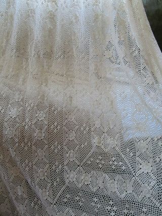 Vintage Hand Crochet Lace Shabby Chic LONG Rod Pocket Curtain Panels Drapes 117 