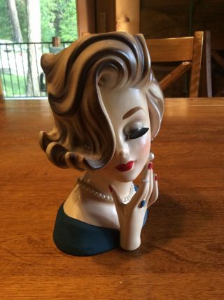 Vintage Lady Head Vase,  Inarco E - 2104,  7 "
