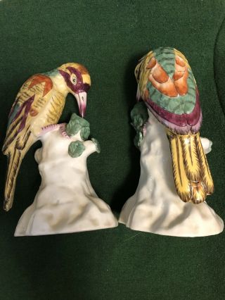 Chelsea House Vintage Bird Porcelain Statues Set Of 2.  8 1/2” Tall