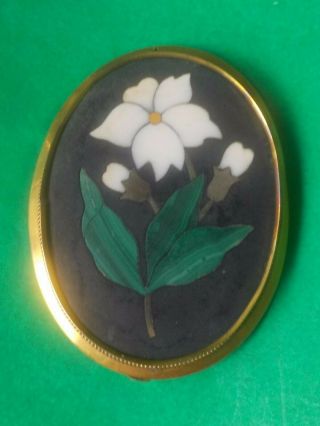 Antique Pietra Dura Flower Pin 2,  "