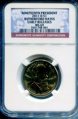 2011 - D Rutherford Hayes Dollar Ngc Ms 69 Finest Grade Pop 4 Rare