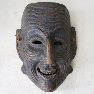 Antique Tibet Bhutan Joker Mask Purchased In Us 1986 Many Wrinkles Nepal