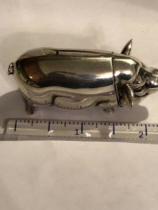 Vintage Sterling Silver Pig Figural Match Safe Vesta Case