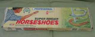 Vintage Diamond Professional Ringer Horseshoes Horse Shoe Set Box