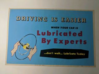 Vintage 1950s Car Service Poster Litho Paint Co Sign 38 " X 25 " 4