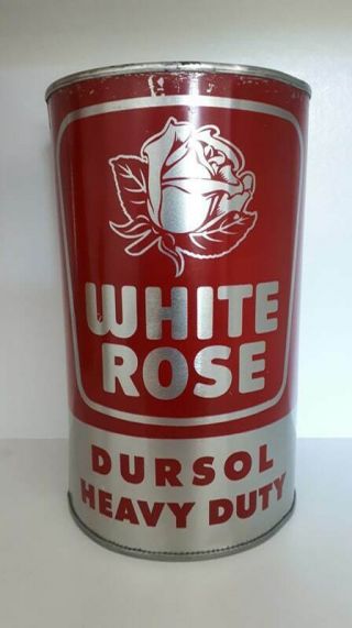 Vintage Oil Can White Rose Dursol Heavy Duty Imperial Quart Can Antique Red