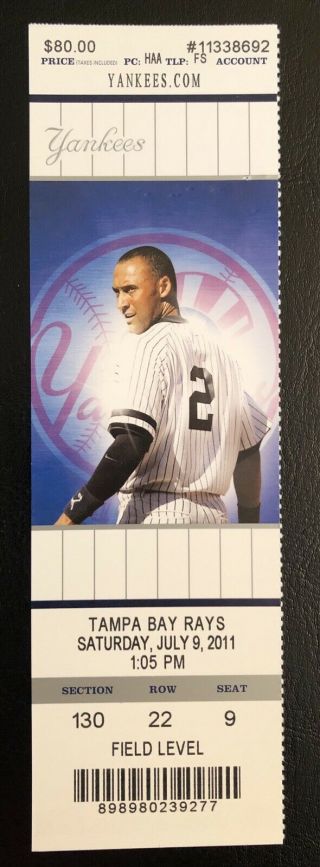 Rare - Derek Jeter 3000 Hit Ticket With Jeter Image Home Run Game