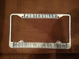 Vintage Porterville California Sequoia Vw Dealership License Plate Frame