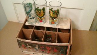 Rare Vintage 12 Days Of Christmas Glasses By Jeannette Glass.  12 Days Christmas