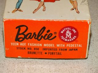 Barbie: VINTAGE Brunette PONYTAIL BARBIE Doll w/BOX 8