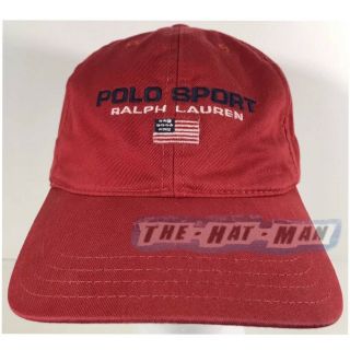Rare Vintage Polo Sport Ralph Lauren Red Hat Cap Spell Out Usa Flag 1992 Ski