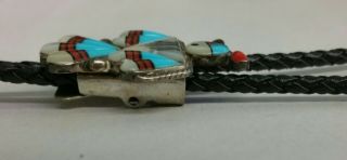 Vintage Native American Zuni Thunderbird Sterling Silver Bolo Tie 8