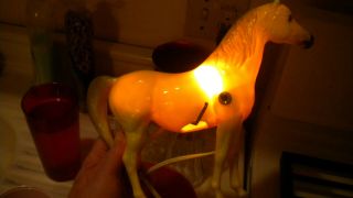 Vintage Breyer Horse Night LIGHT LAMP Alabaster w/ Gray Hooves,  Mane & Tail 11