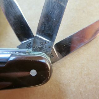 Antique German J A Henckels folding pocket knife Multi - Tool in leather pouch 12