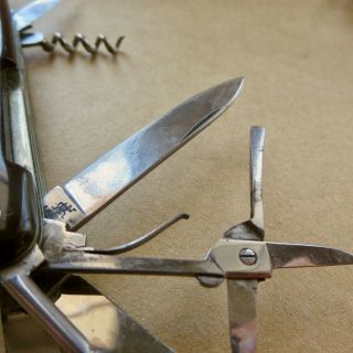 Antique German J A Henckels folding pocket knife Multi - Tool in leather pouch 8
