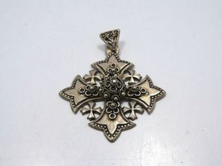 Vintage 900 Silver Jerusalem Cross Pendant,  14.  6 grams 2