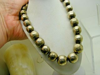 Art Deco Long Sterling Silver Graduated Ball Bead Necklace Mexico 28 " 113.  2 Gms