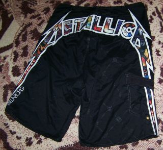 Vintage Metallica Billabong Swim Suit Trunks Surf Board Shorts Sz 34 Black Album