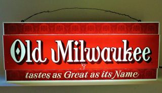 Vtg.  Old Milwaukee Beer Light Lighted Bar Sign " Tastes As Great As It 
