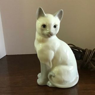 Vintage Ceramic Siamese Cat Night Light Andre Richard Japan