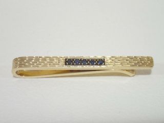 Tiffany & Co.  14k Gold Tie Clip With Sapphires Vintage Item