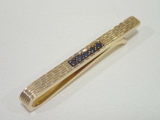 TIFFANY & CO.  14k gold tie clip with sapphires vintage item 2