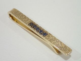 TIFFANY & CO.  14k gold tie clip with sapphires vintage item 3