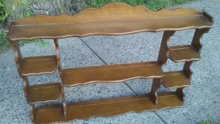 Vintage Mid Century Butler 36 " Danish Modern Wood Curio Wall Shelf Dutch Country