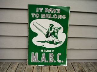 Vintage Michigan Breeders Sign Cow Farm Seed Feed M.  A.  B.  C Calf Sign Nr