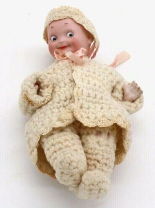 Antique Adorable Googly German Baby Doll Bisque Head Composition Body