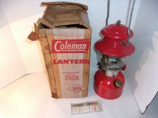 Vintage Coleman 200a Red Lantern 3 - 59 Box - Pyrex Globe -