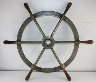 Authentic 30.  5 " Nautical Vintage 24 Lb Boat Ship Helm Wheel Solid Brass Mariner
