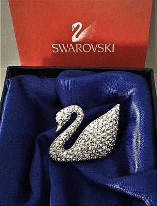 Vintage 90s 100th Anniversary Swarovski Crystal Swan Brooch Pin