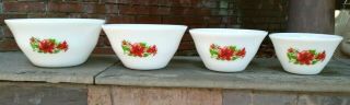 4 Vintage Mckee Rose Pattern Mixing Bell Bowls -