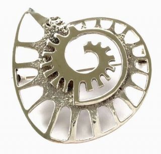Vintage Large Ola Gorie Orkney Scottish Silver Ammonite Brooch Gift Boxed