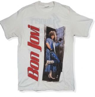 Rare Vintage 80s Bon Jovi Slippery When Wet Tour Shirt Large