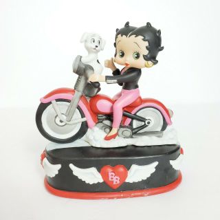 Vtg 1999 King Features Betty Boop Music Box Home Decor Pink Motorcycle Figurine