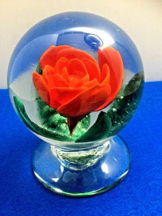 Very Rare Red Millville Rose Glass Wheaton Paperweight Signed Anthony Depalma