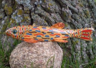 Jay Mcevers Fish Decoy Lure Fishing Folk Art Hand Carved Wood Rod Spearing Spear