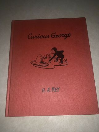 1941 Hard Cover 1st Edition Curious George Book By H.  A.  Rey Vintage Cartoon Rare