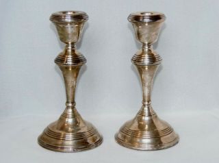 A Hallmarked Silver Candlesticks,  Birmingham,  B & Co Makers Mark.